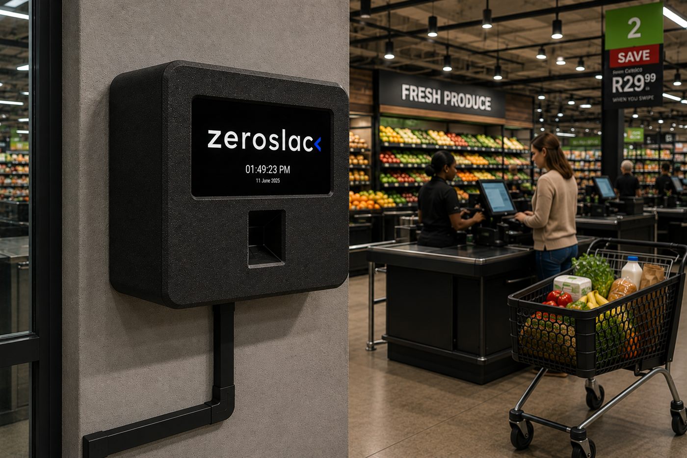 Zack Terminal in a supermarket
